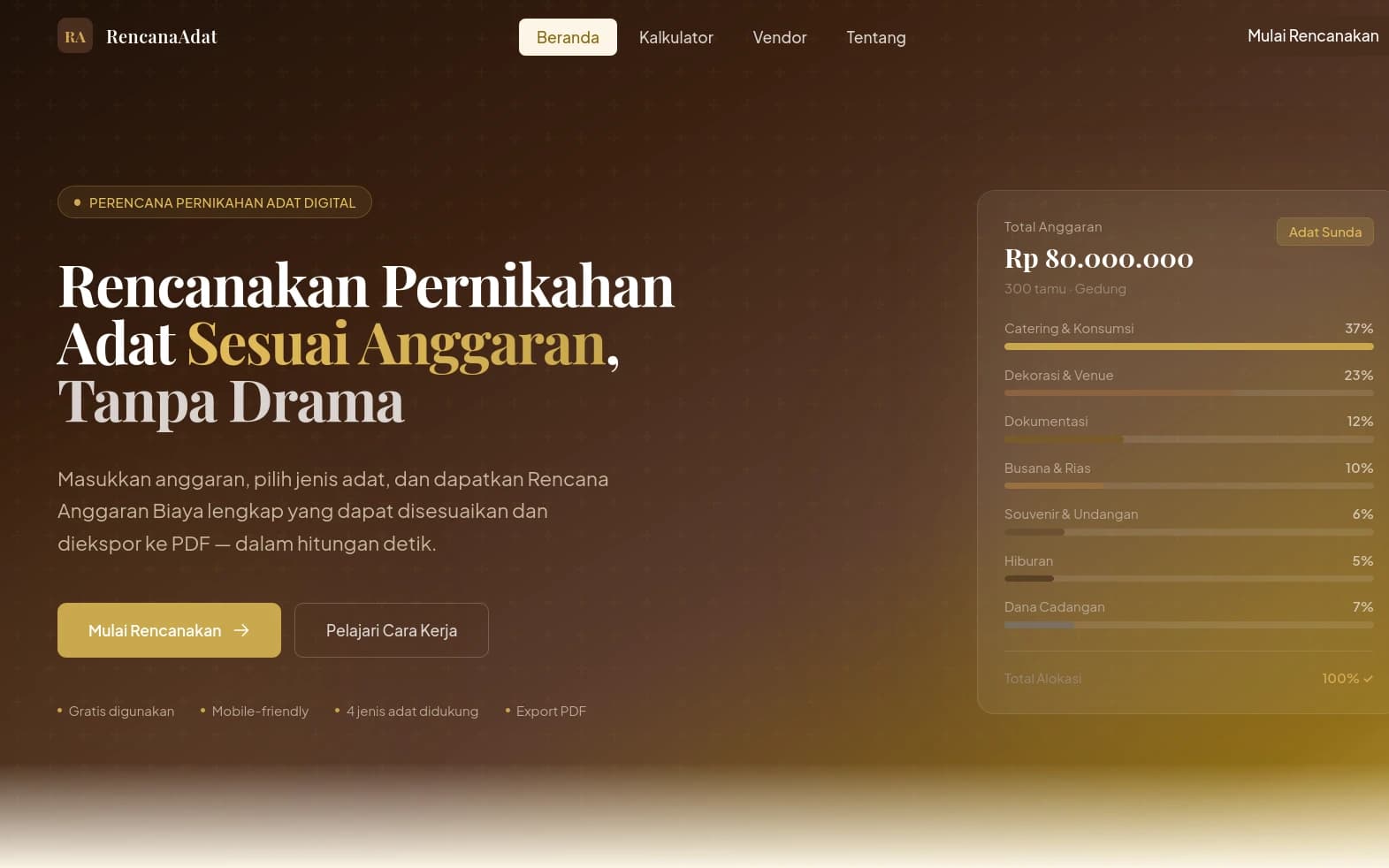 Screenshot of Rencana Adat